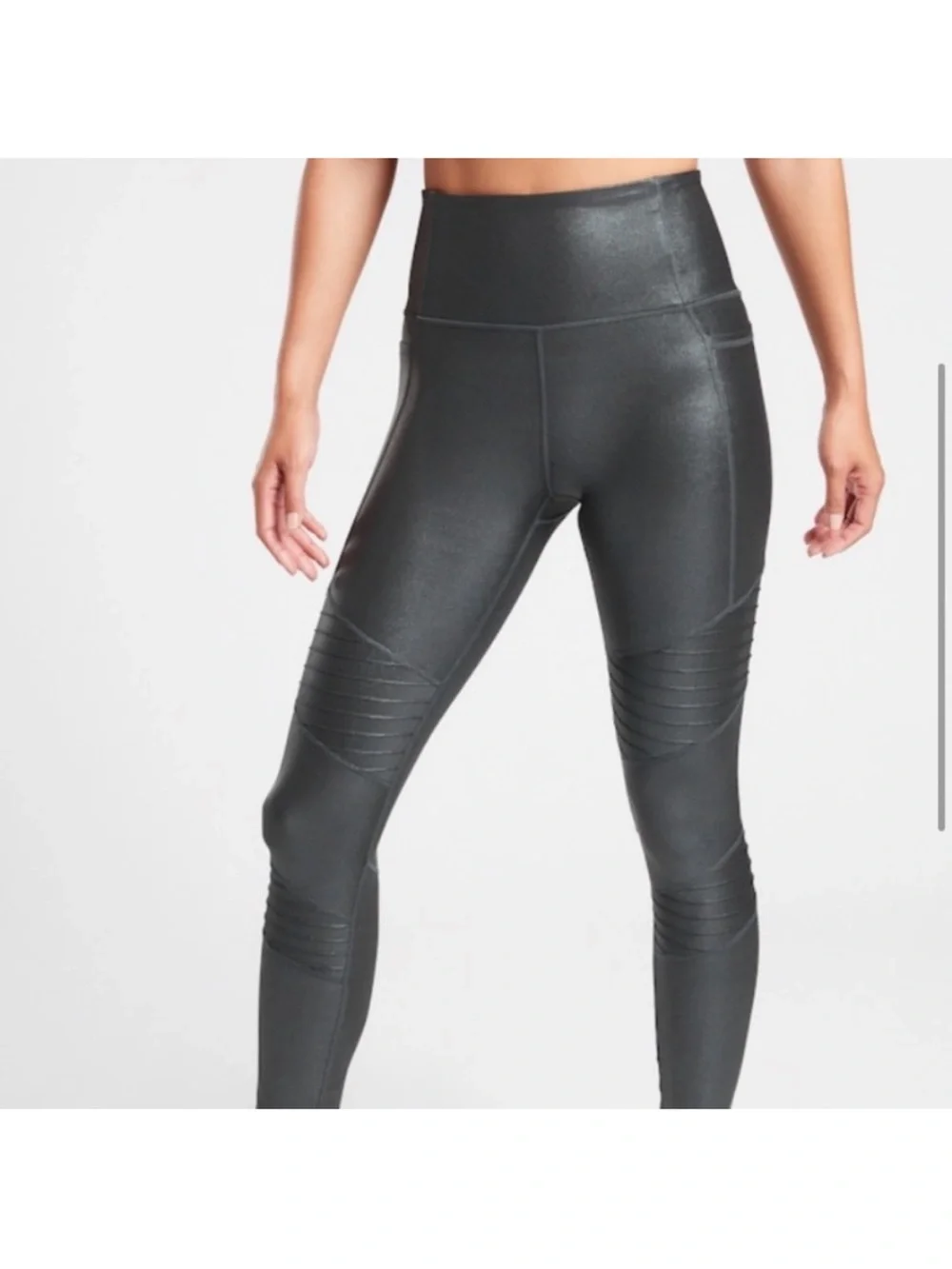 Athleta Inclination black shimmer moto tights size large